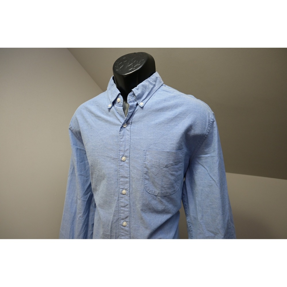 J.Crew Oxford Dress Shirt Mens Large Blue Broken-In Organic Cotton Classic EUC